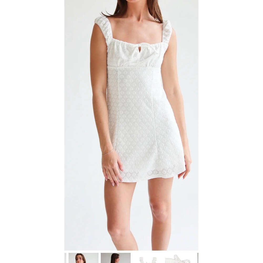 Madden Girl White Lace Babydoll Mini Dress Size L Large